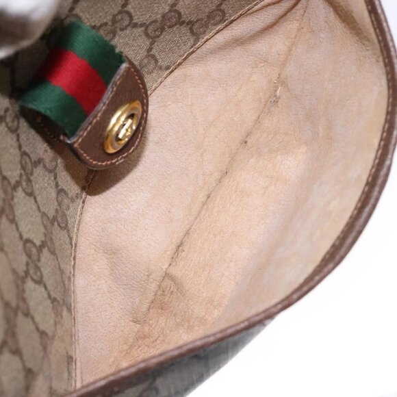 GUCCI GG Supreme Web Sherry Line Bag PVC Beige Gold 89 02 032 Auth 137285 - Picture 13 of 16